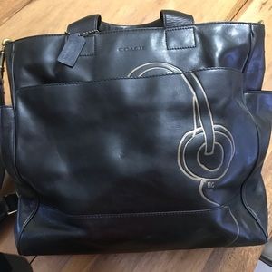 Coach leather bag unisex with headphone stencil